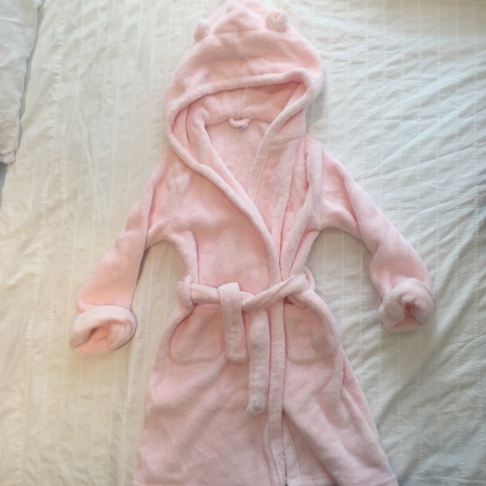 GAP Kids Fuzzy Pink Bear Bath Robe Size 5